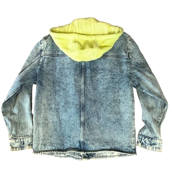 Sipos Zinna Knit Hooded Acid Wash Denim Jean Jacket. Blue Green Size M #908 - Picture 8 of 10
